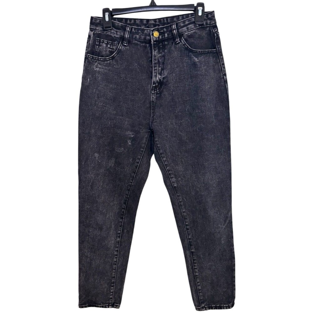 SHEIN Women's High Rise Washed Black Mom Jeans Size Medium